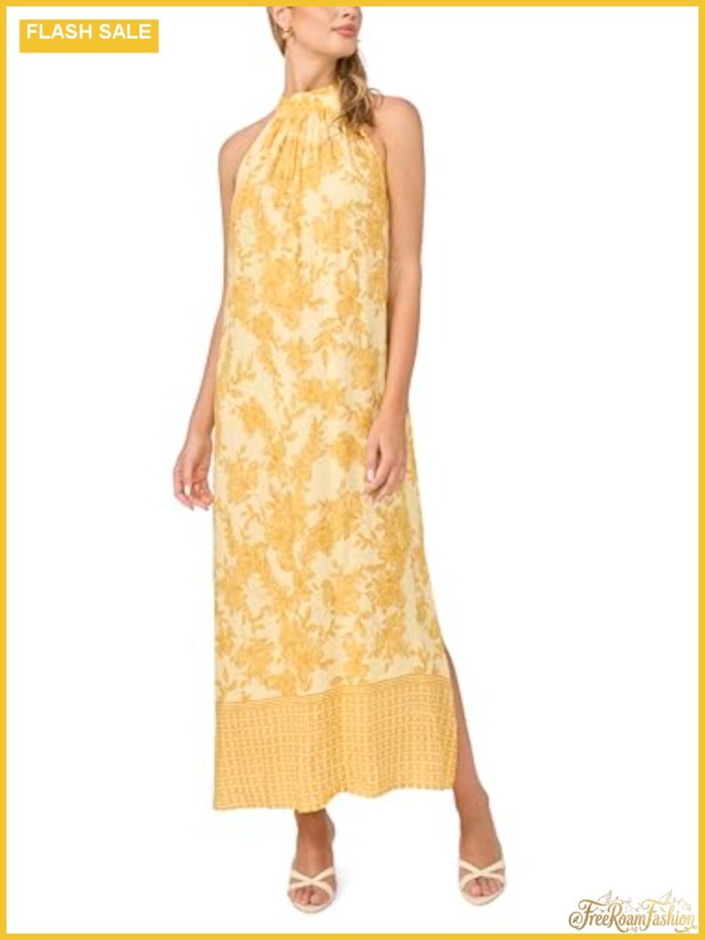 Vince Camuto Floral Halter Maxi Dress Sleeveless